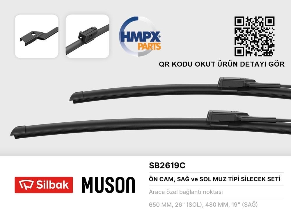 Ford Connect Ön Silecek Süpürge Tkım : Muz Tipi (650 Mm+480 Mm)